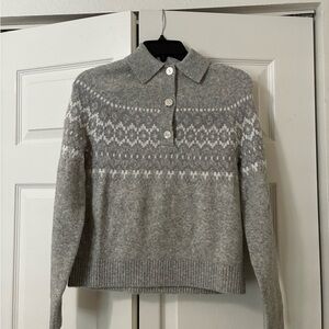 J. Crew Gray and White Patterned Women's Sweater